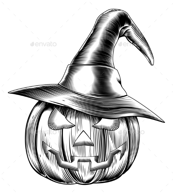 Vintage Halloween Witch Pumpkin