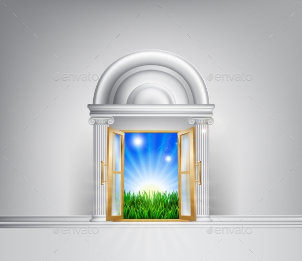 Sunrise Over Fields Through Grand Entrance - Landscapes Nature