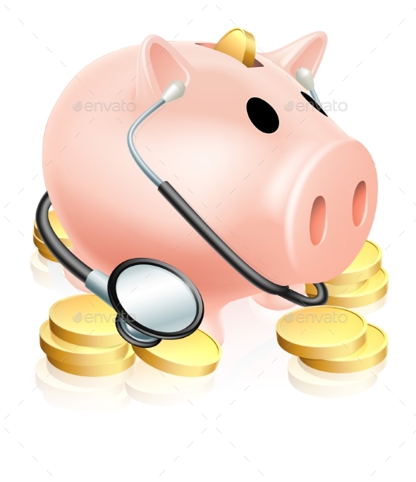 Medical Piggy Bank Concept - Health/Medicine Conceptual