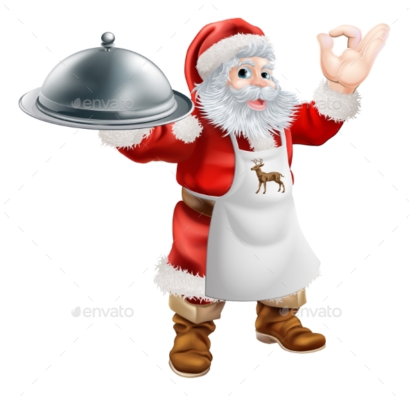 Santa Cooking Christmas Dinner Concept - Food Objects