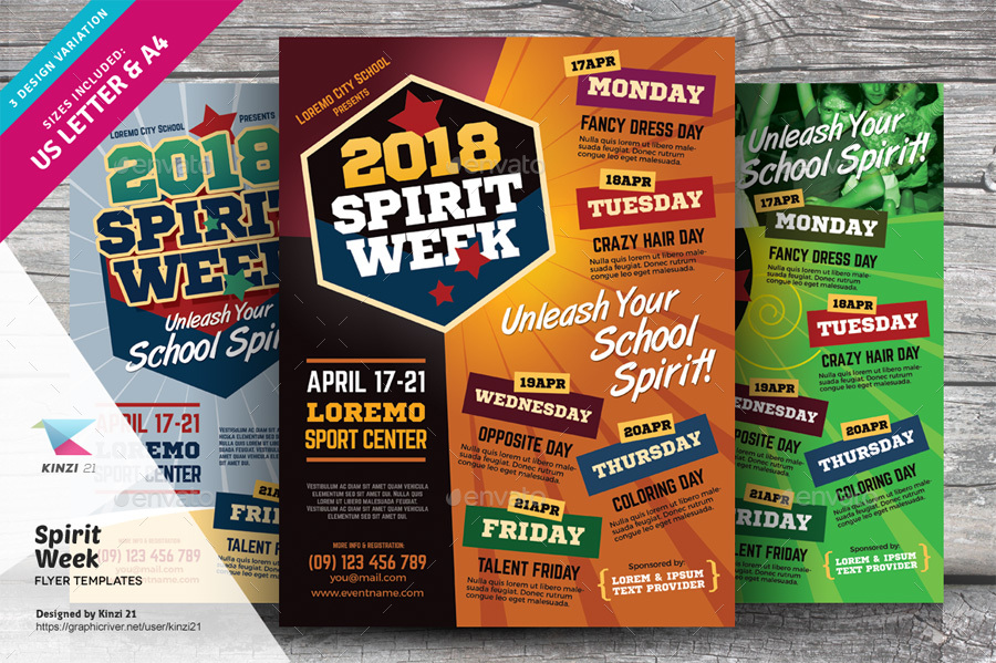Spirit Week Flyer Templates by kinzi21 | GraphicRiver