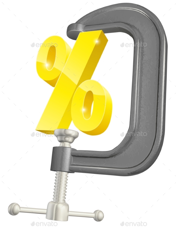 Percentage Sign in Clamp Concept - Concepts Business