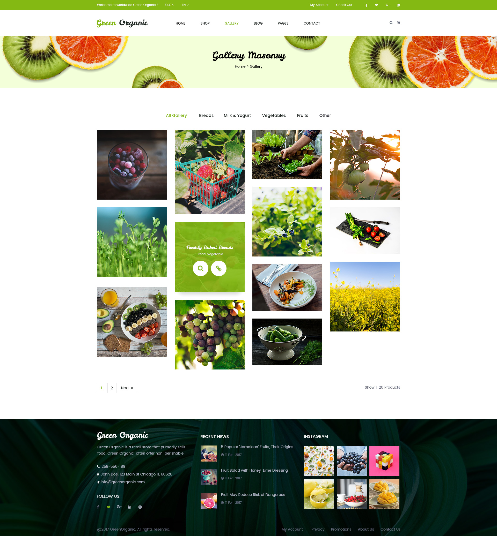 Green Organic - Organic Store & Bakery PSD Templates