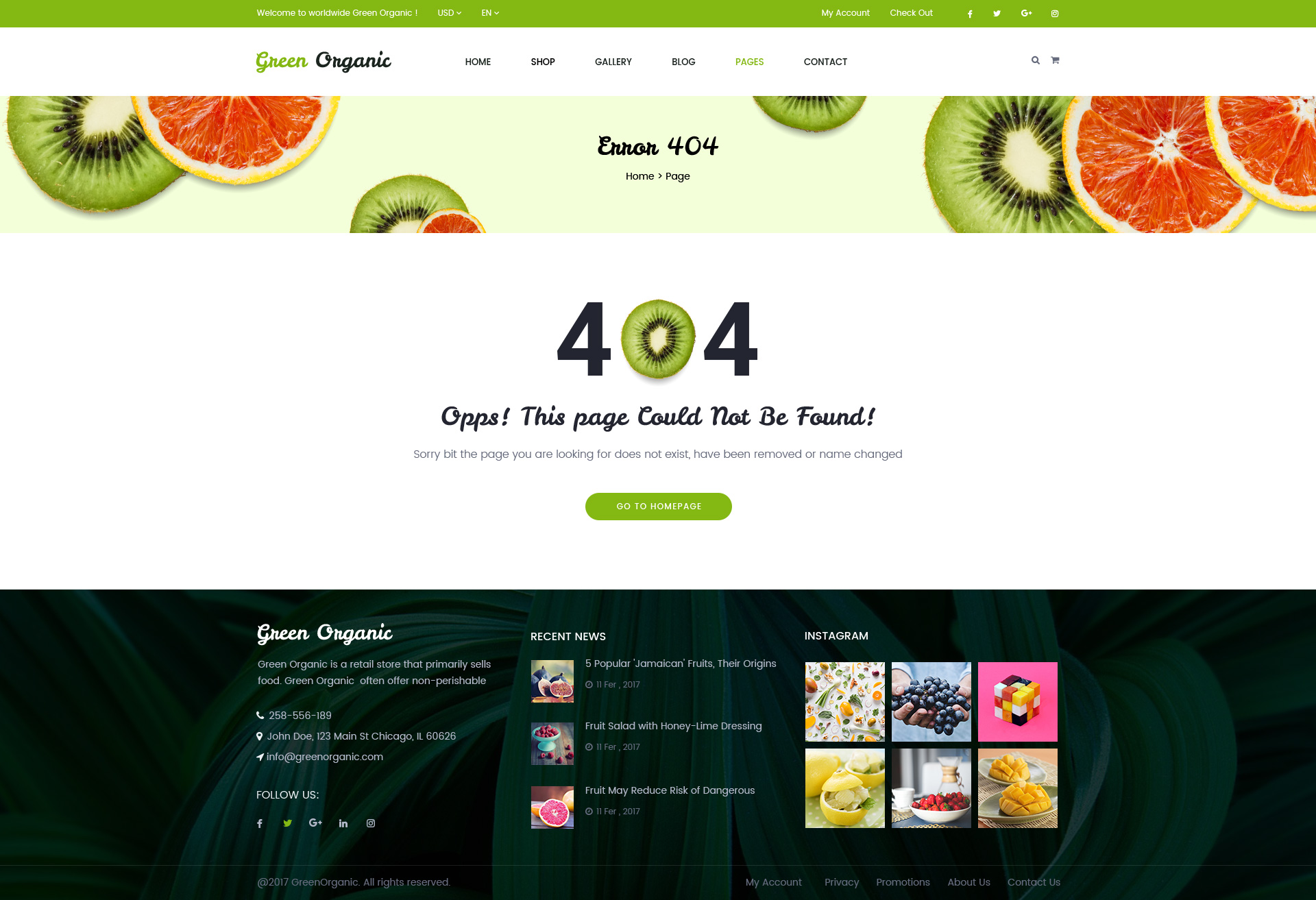 Green Organic - Organic Store & Bakery PSD Templates