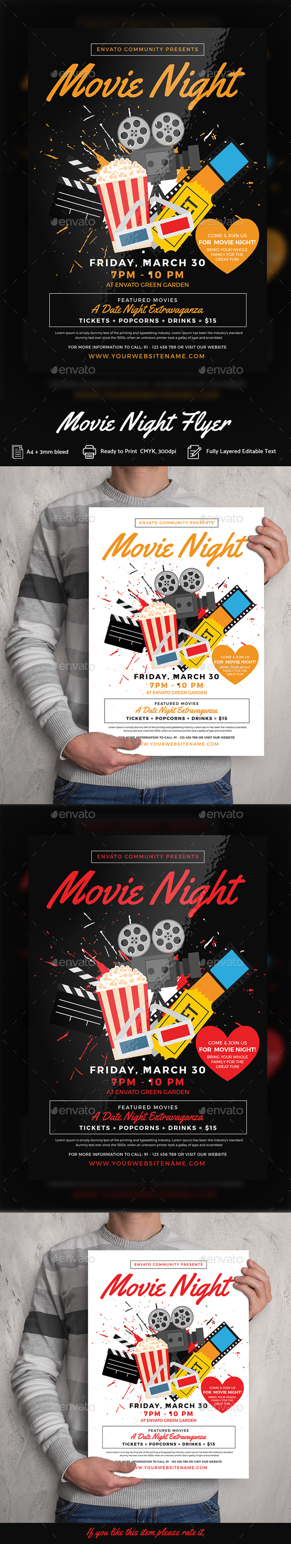 Movie Night Flyer Templates - Print Templates