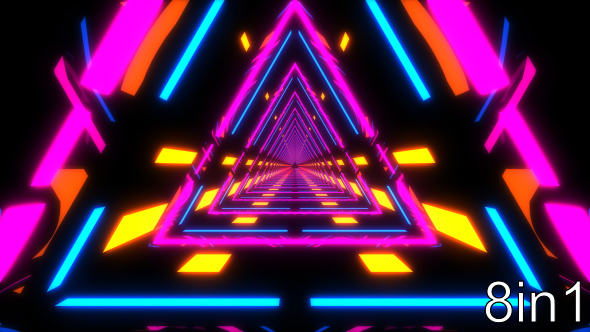 Tri Neon Lights Tunnel VJ loops