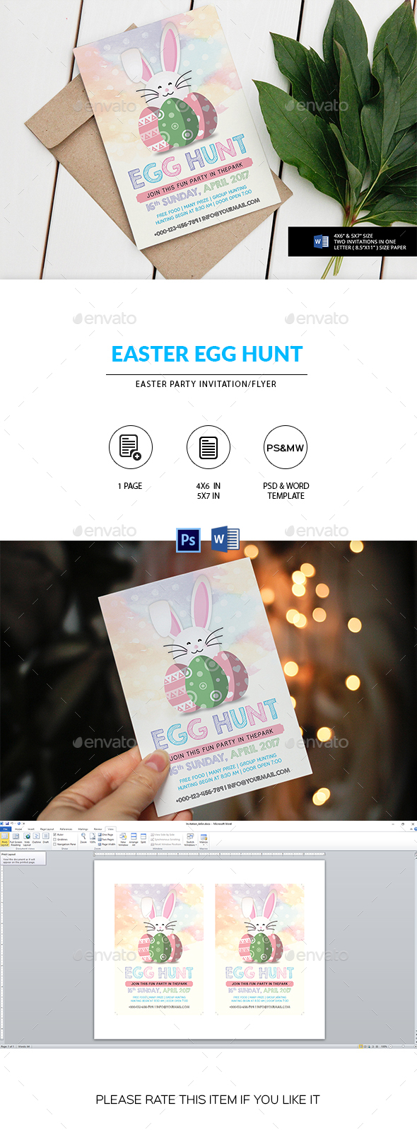 Easter Egg Hunt Party Invitation/Flyer - Holidays Events
