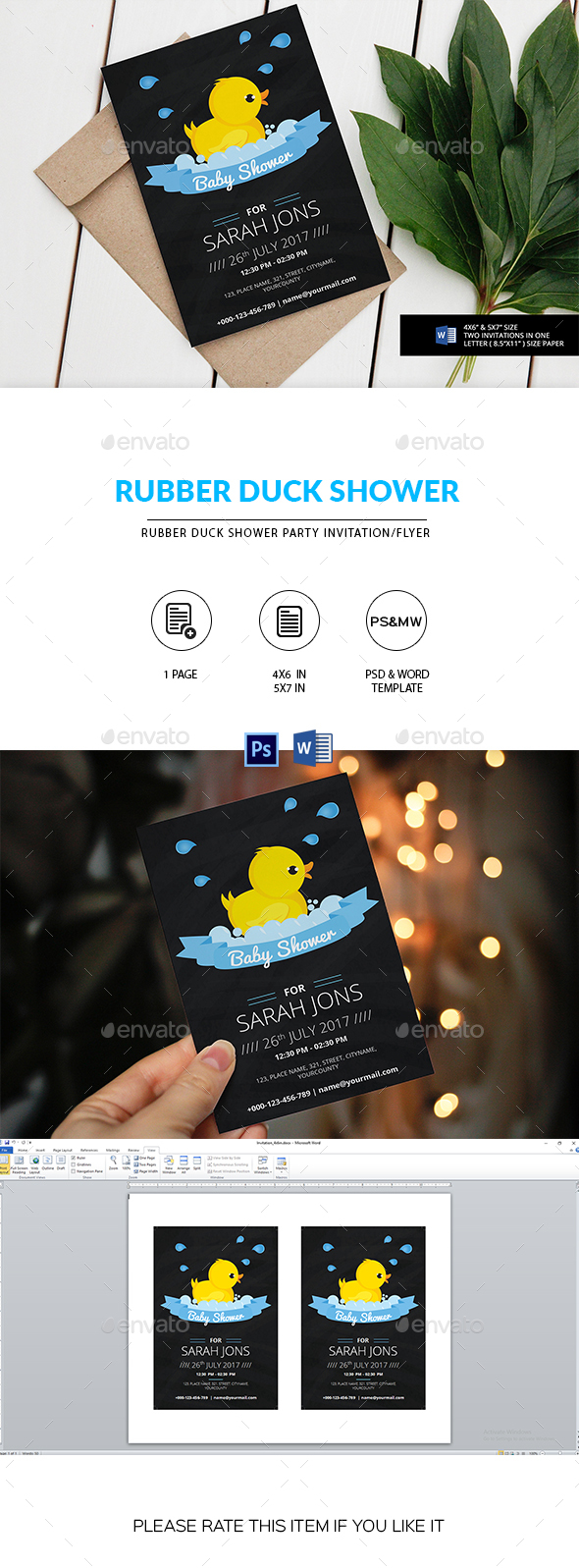 Chalkboard Rubber Duck Birthday Invitation - Invitations Cards & Invites