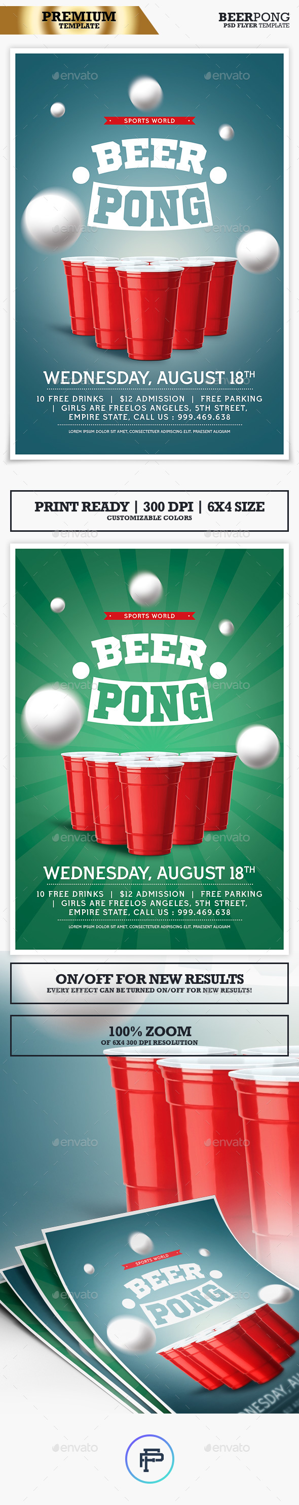 Beer Pong Tournament Flyer - Print Templates