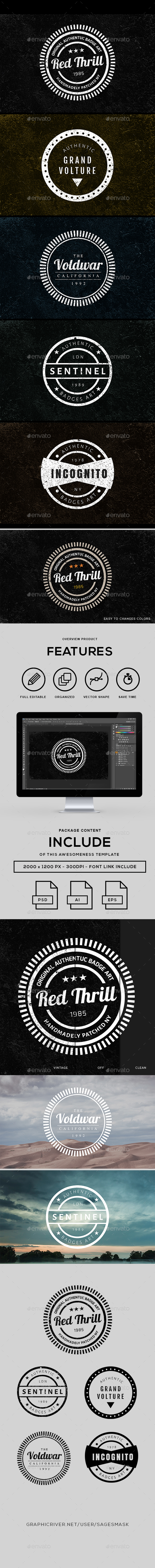 Retro Badge Vol. 1 - Badges & Stickers Web Elements