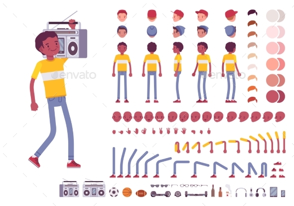 Teenager Boy Character Creation Set - People Characters