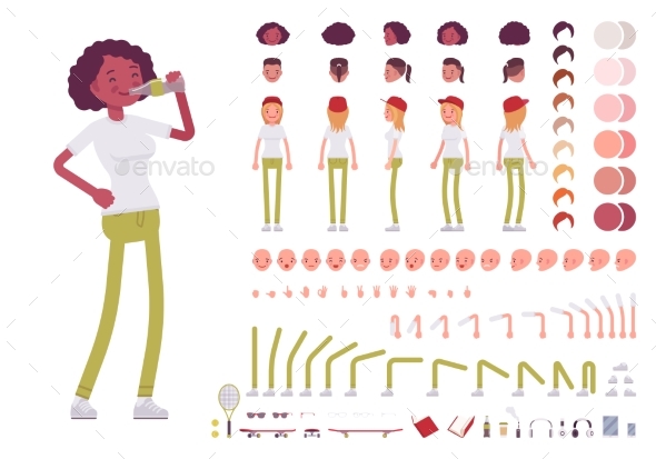 Teenager Girl Character Creation Set - People Characters