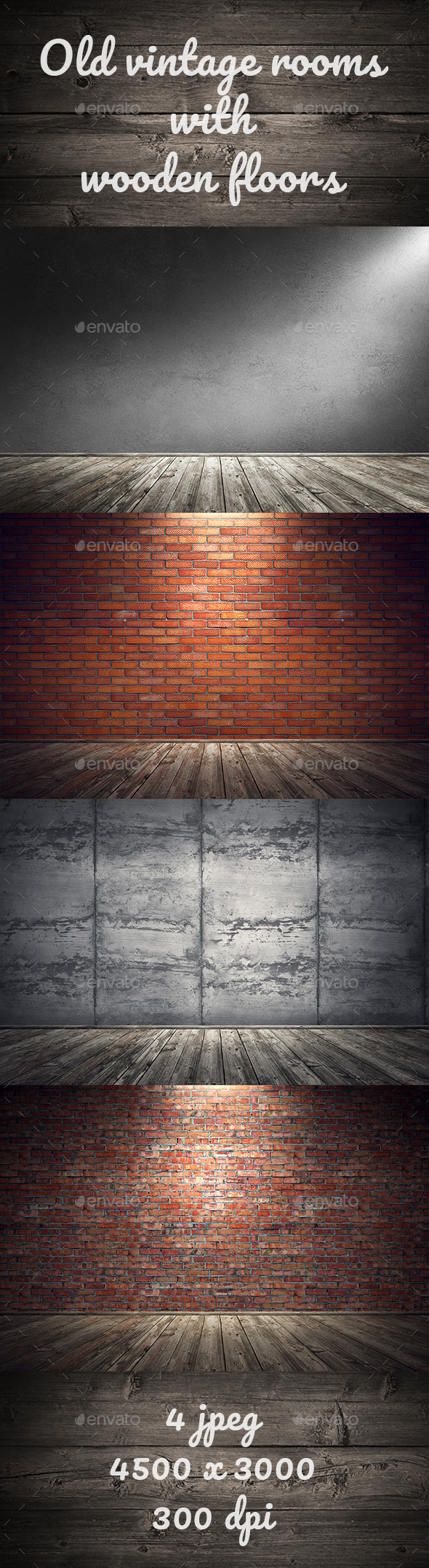 Empty Old Vintage Rooms with Wooden Floors - Scenes Illustrations