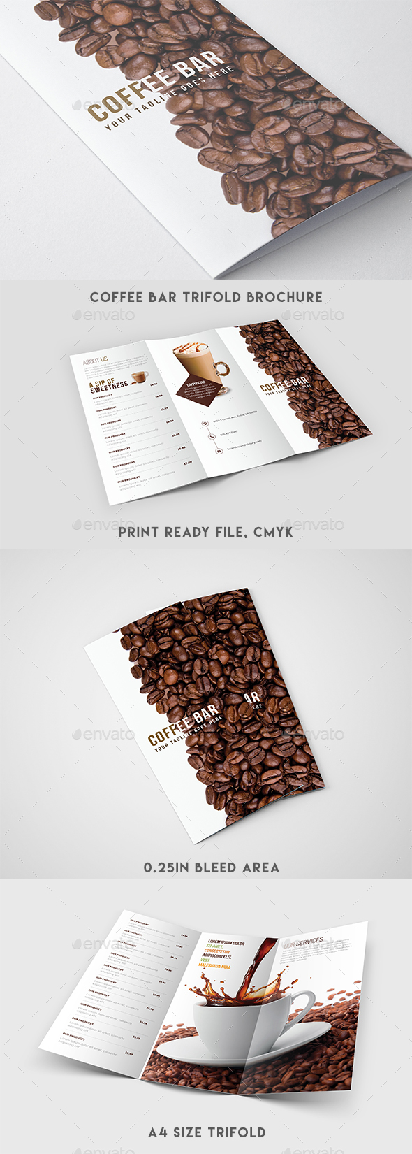 Trifold Brochure - Coffee Menu - Brochures Print Templates