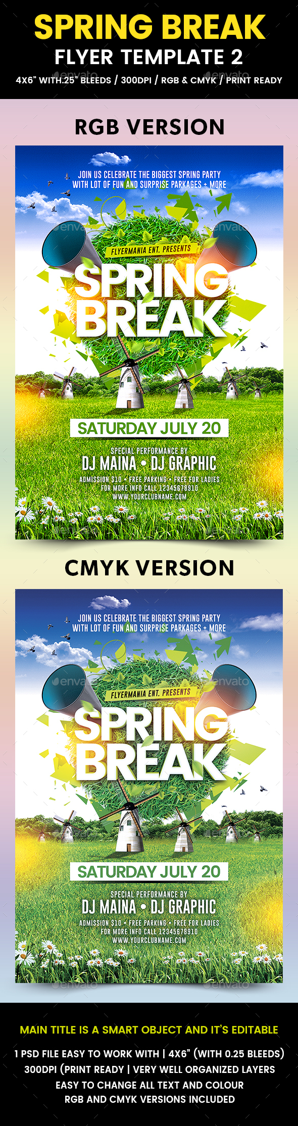 Spring Break Flyer Template 2 - Flyers Print Templates