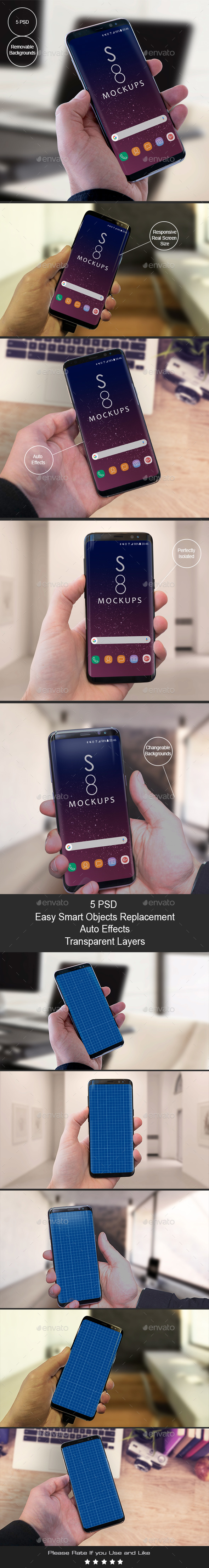 S8 Galaxy Modern Android Mockups-Apps Ui Showcase - Mobile Displays