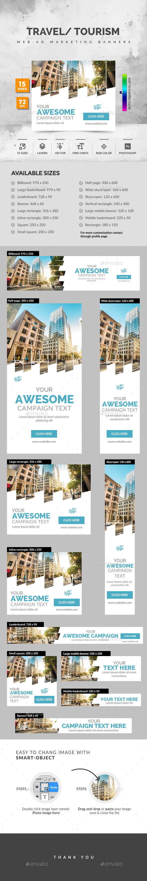 Travel Ad Banners - Banners & Ads Web Elements