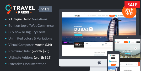 TravelPress - Tour Operator / Vacations / Travel Agency WordPress Theme - Travel Retail