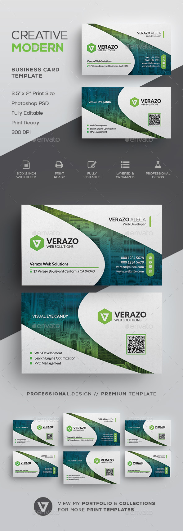 Clean Modern Corporate Business Card Template - Corporate Business Cards