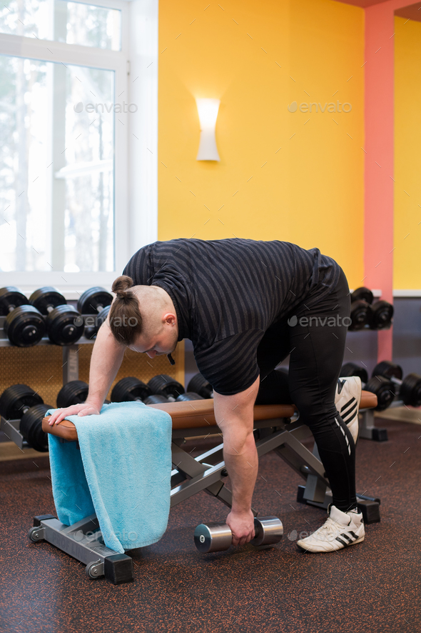 man pull up barbell fitness training - Stock Photo - Images