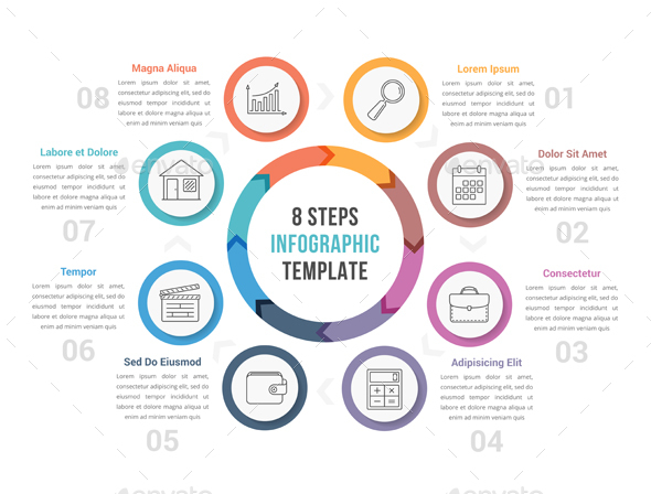 Circle Infographics with Eight Steps - Infographics