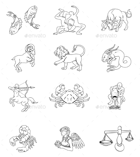 Zodiac Horoscope Astrology Signs - Animals Characters