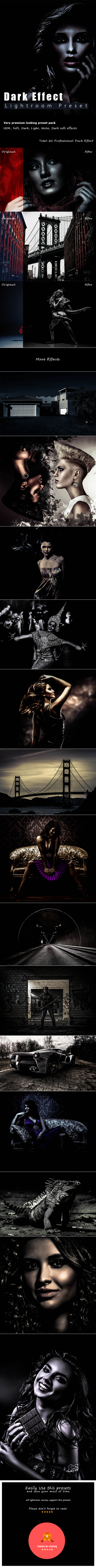 20 Dark Effect Lightroom Presets - Black and white Lightroom Presets