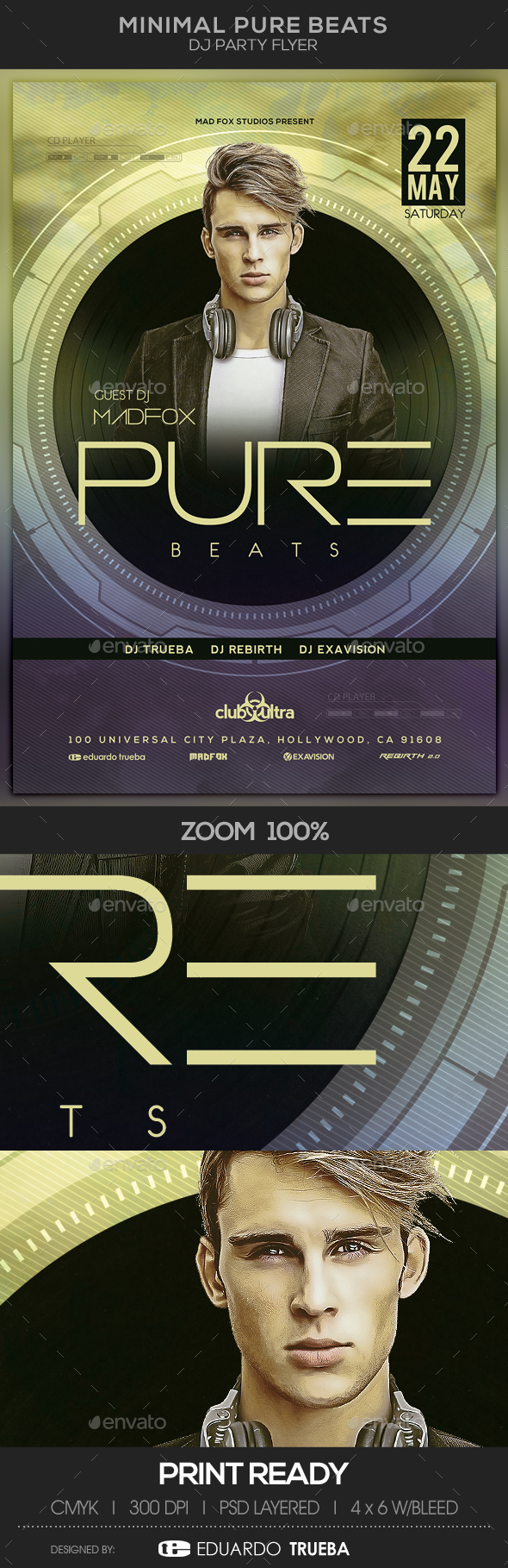 Minimal Pure Beats Dj Party Flyer - Clubs & Parties Events