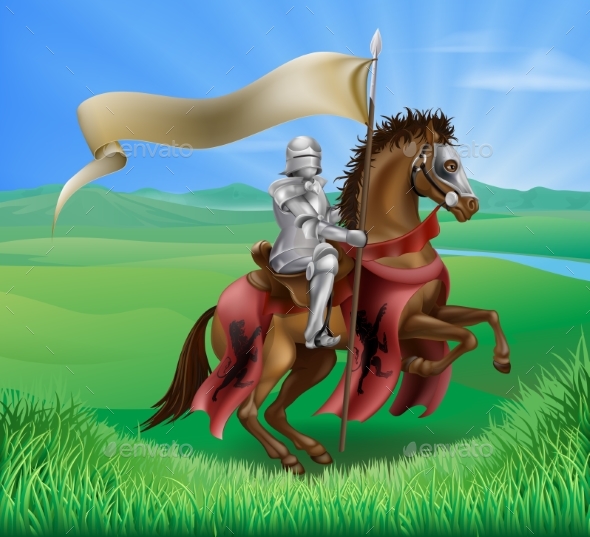 Knight on Horse in Field - Miscellaneous Vectors