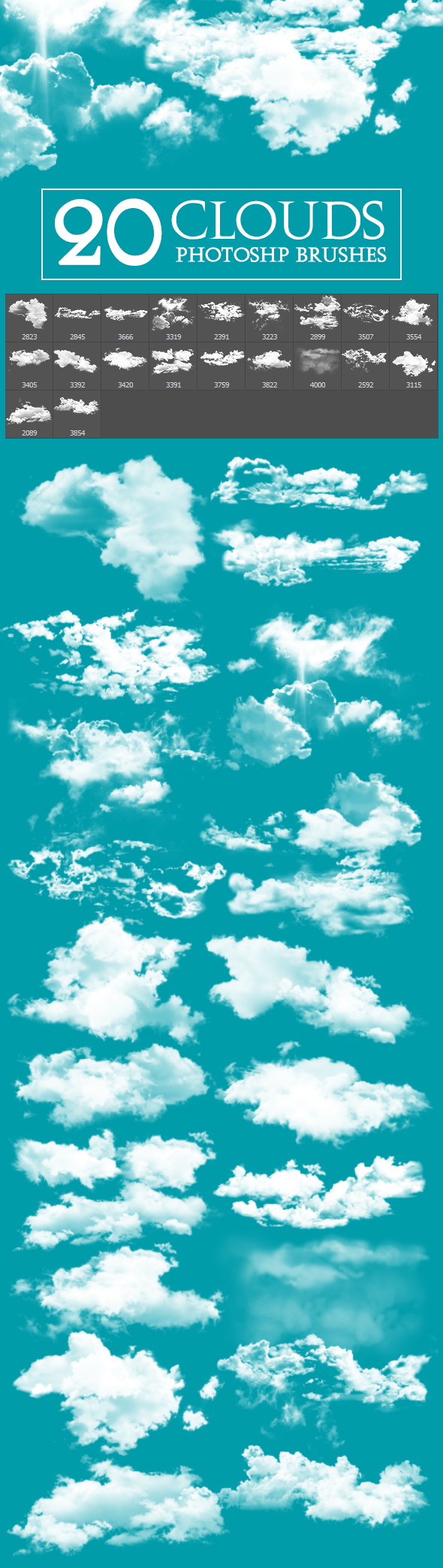 20 cloud brushes by sarthony graphicriver cloud brushes