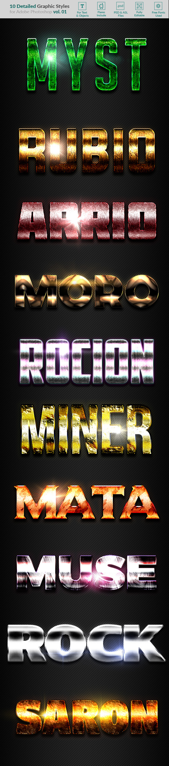 10 Text Effects Vol. 01 - Styles Photoshop