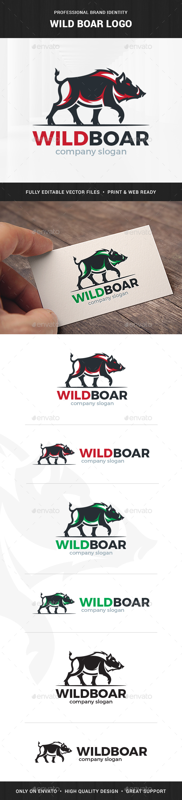 Wild Boar Logo Template - Animals Logo Templates