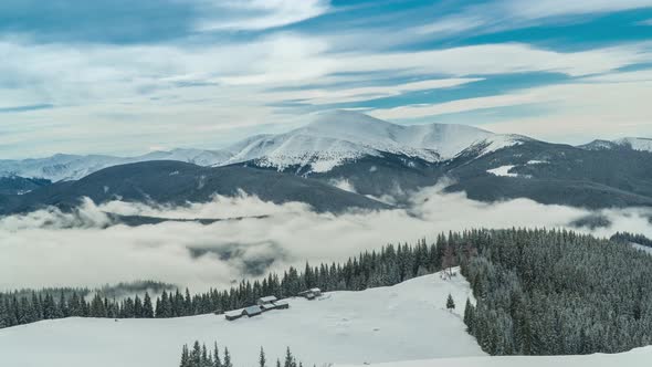 Clouds Move Over Mount Hoverla in Carpathian Mountains alt