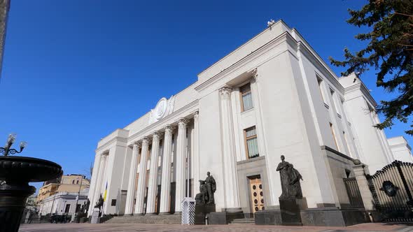 The Building of the Ukrainian Parliament in Kyiv  Verkhovna Rada Slow Motion alt