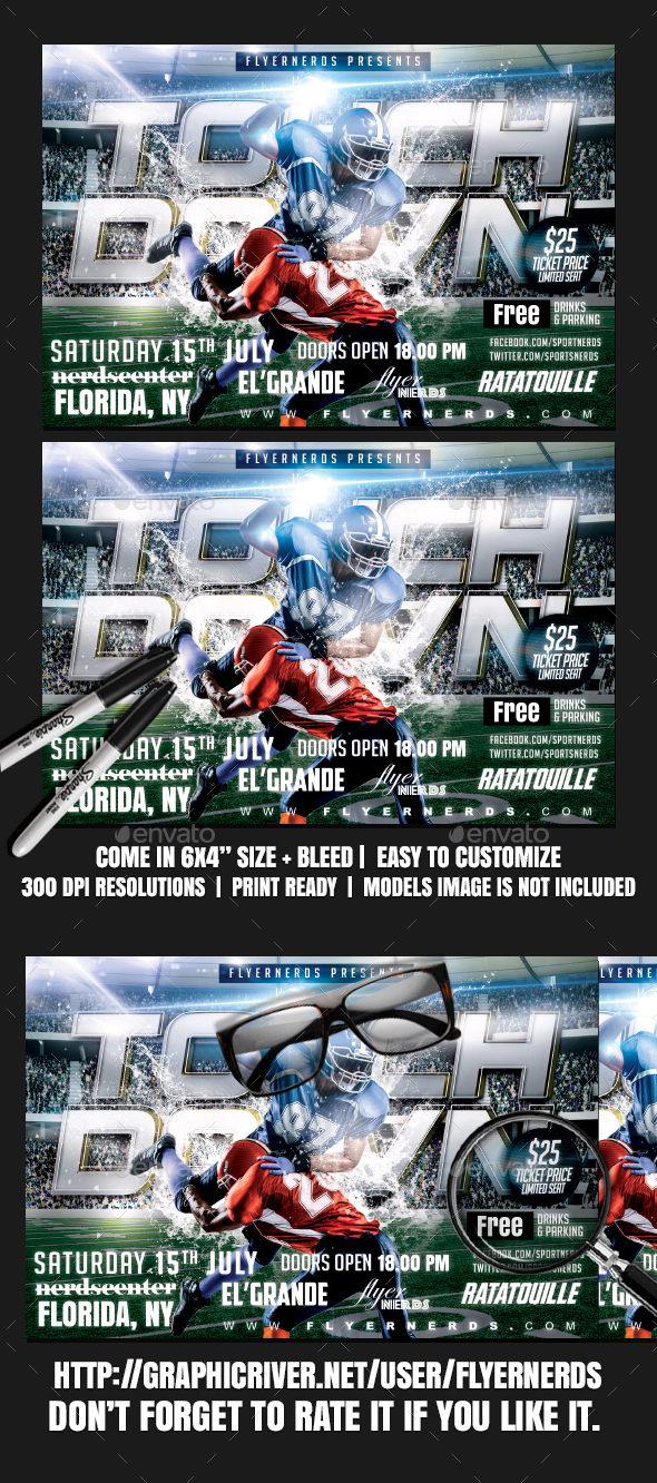 Touch Down Fottball Sports Flyer - Sports Events