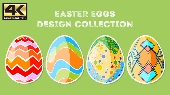 Four Rotating Different Easter Egg Designs Elements 4K