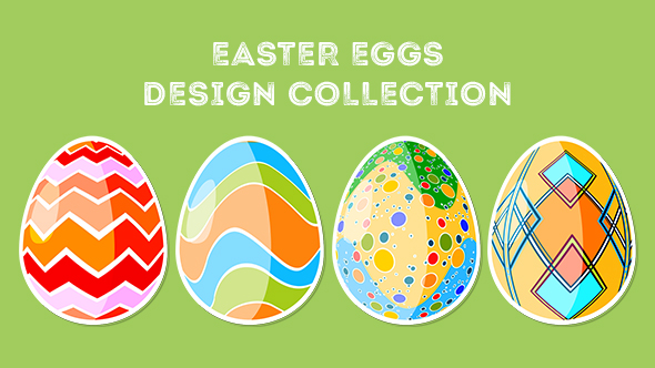 Four Rotating Different Easter Egg Designs Elements