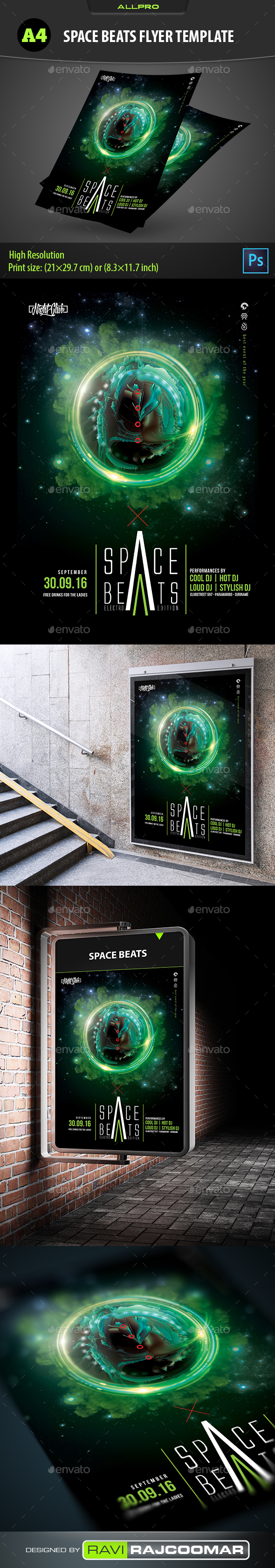Space Beats Flyer Template - Flyers Print Templates
