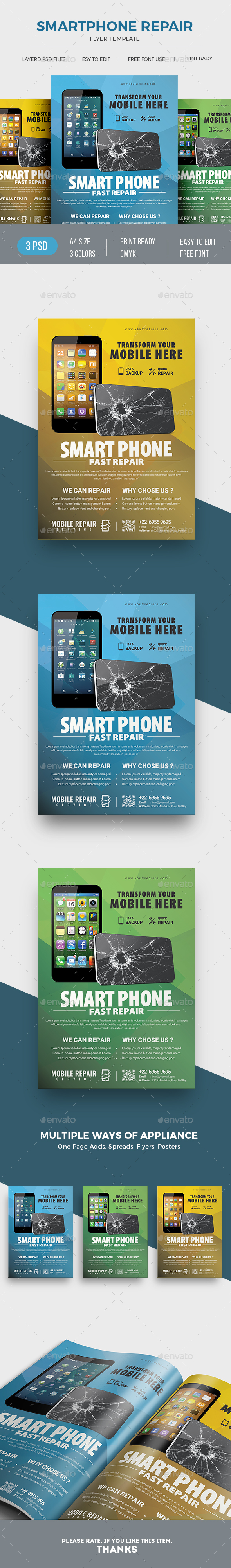 Smartphone Repair Service Flyer - Commerce Flyers