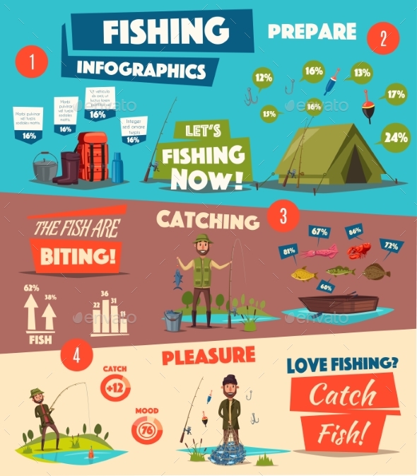 Fishing Sport and Camping Infographic Design - Sports/Activity Conceptual