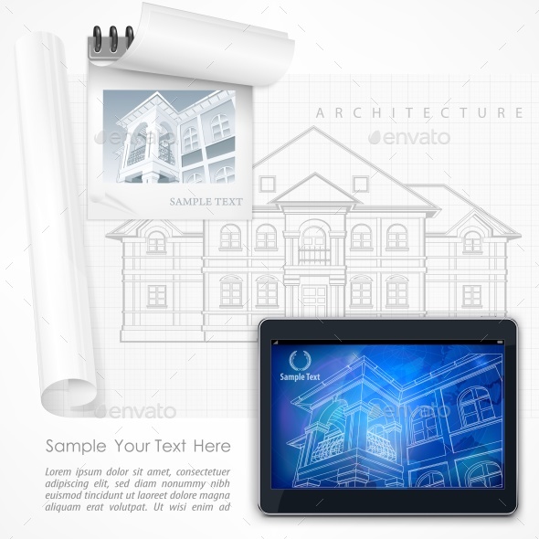 Architectural Detailed Plan at Tablet - Vectors