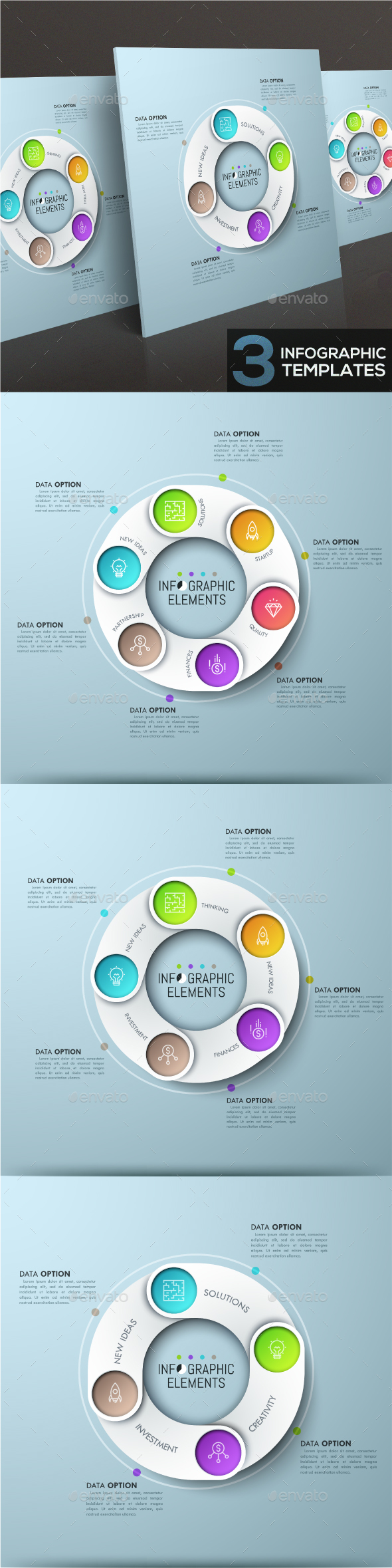 Modern Infographic Ribbons Templates (3 Items)