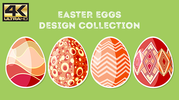 Four Red Rotating Different Easter Egg Designs Elements 4K