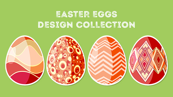 Four Red Rotating Different Easter Egg Designs Elements