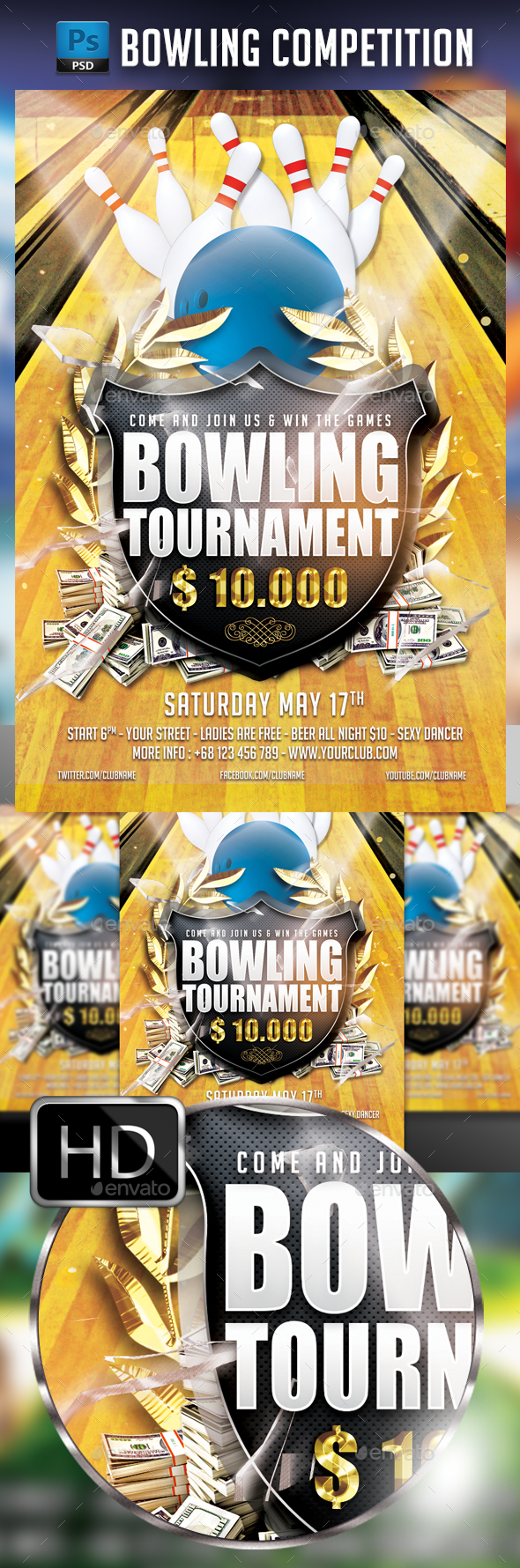 Bowling Championship Flyer Template - Sports Events