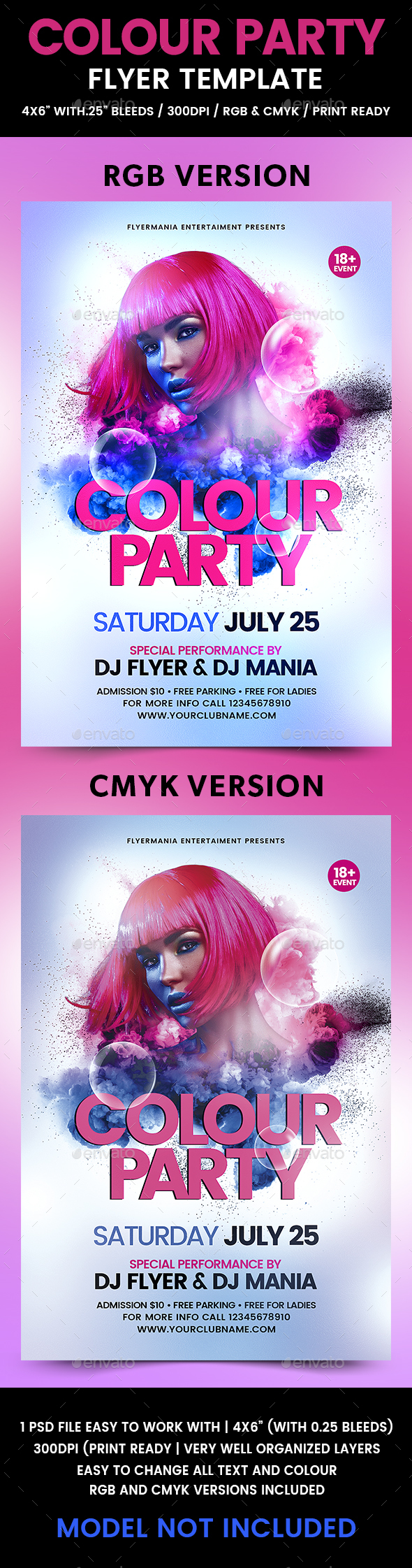 Colour Party Flyer Template - Flyers Print Templates