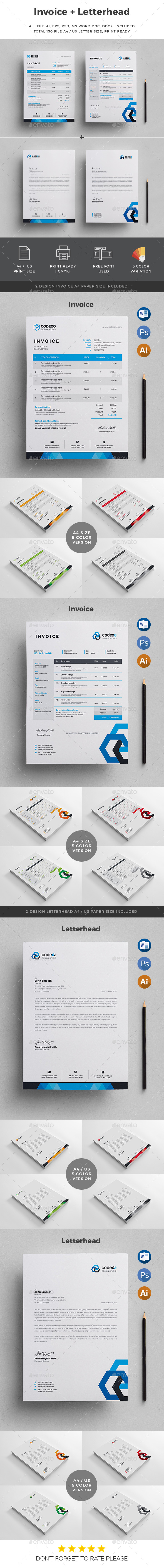 Invoice With Letterhead - Stationery Print Templates