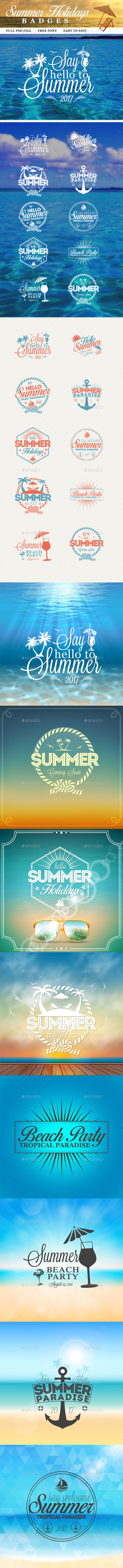 Summer Holidays Badges - Badges & Stickers Web Elements