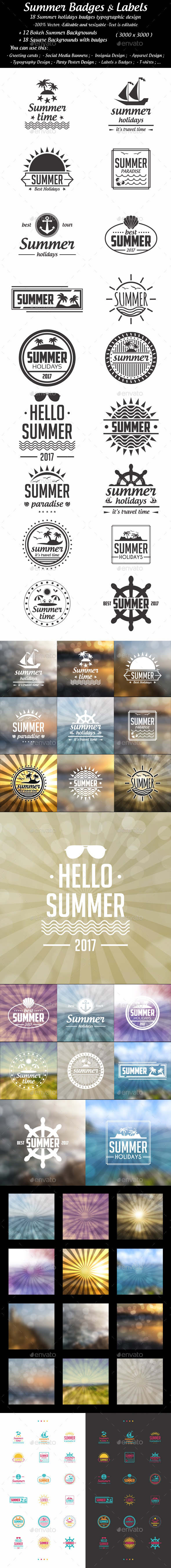 18 Summer Badges - Badges & Stickers Web Elements