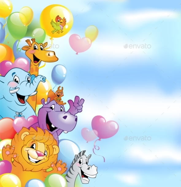 Cartoon Animals, Cheerful Background - Animals Characters